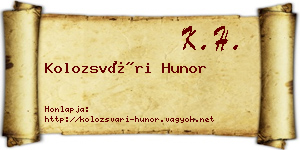 Kolozsvári Hunor névjegykártya